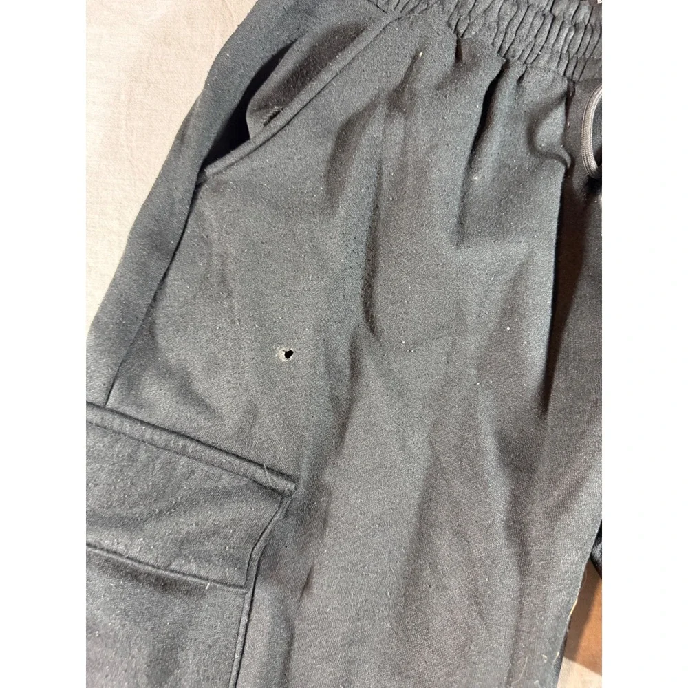 DRJ Essentials Cargo Sweatpants Mens XL Black Fair Hole Streetwear Joggers